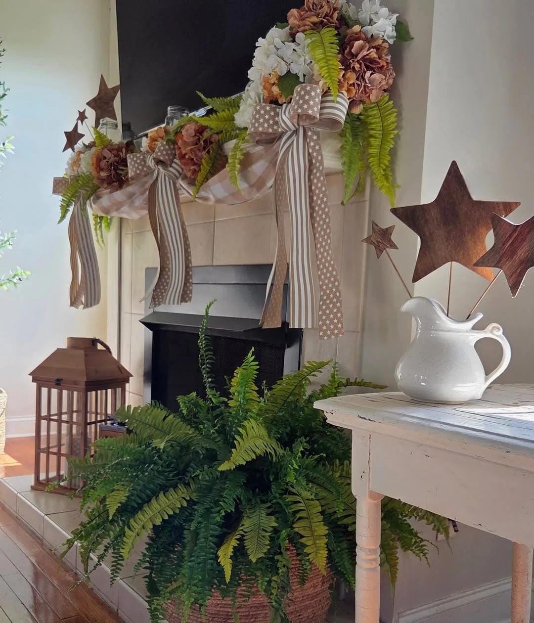summer mantel decor ideas with use stars and ribbon for summer