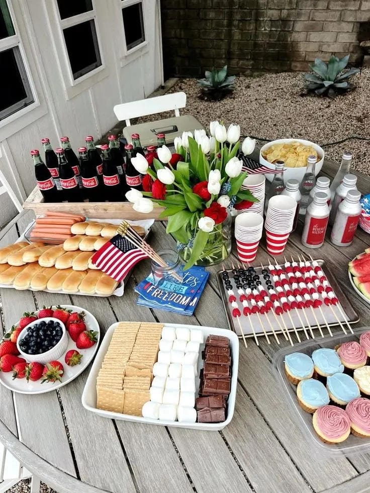 4th of July party decor video with American flag decor