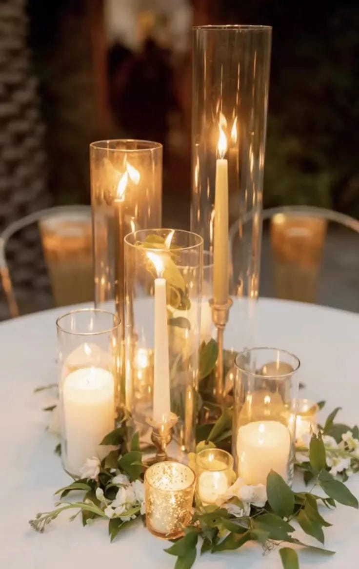 easy wedding centerpiece idea with glass vases and flowers