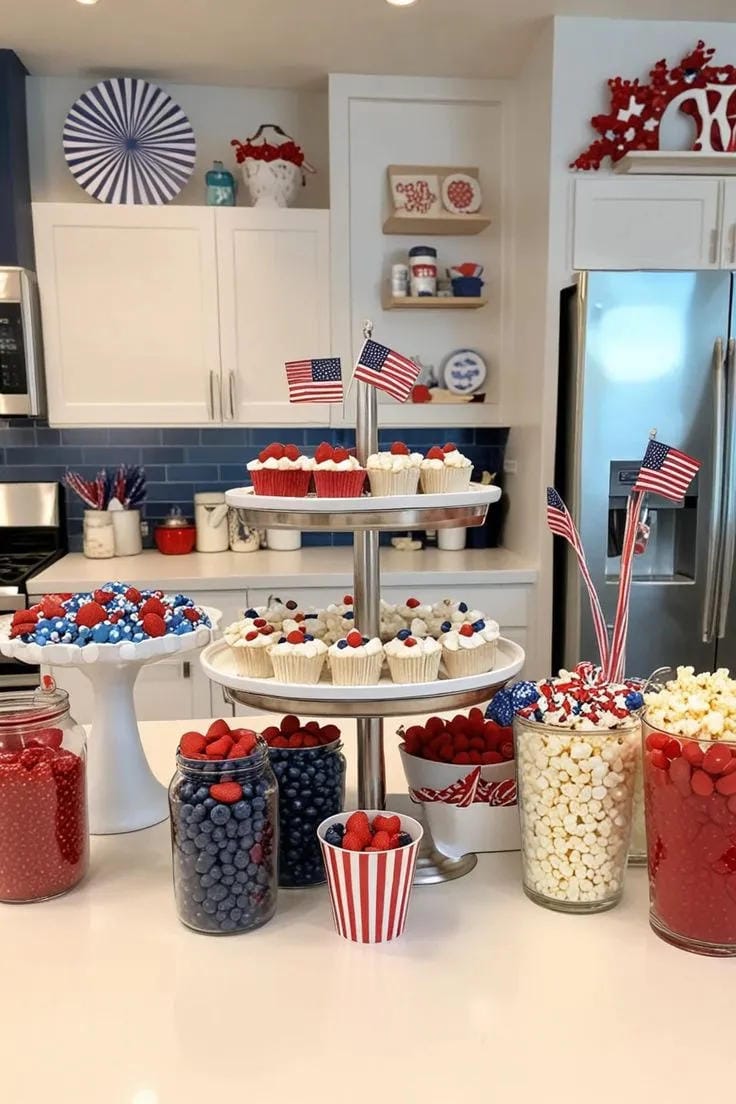 4th of July table decor ideas - keep the table bright with white dishes