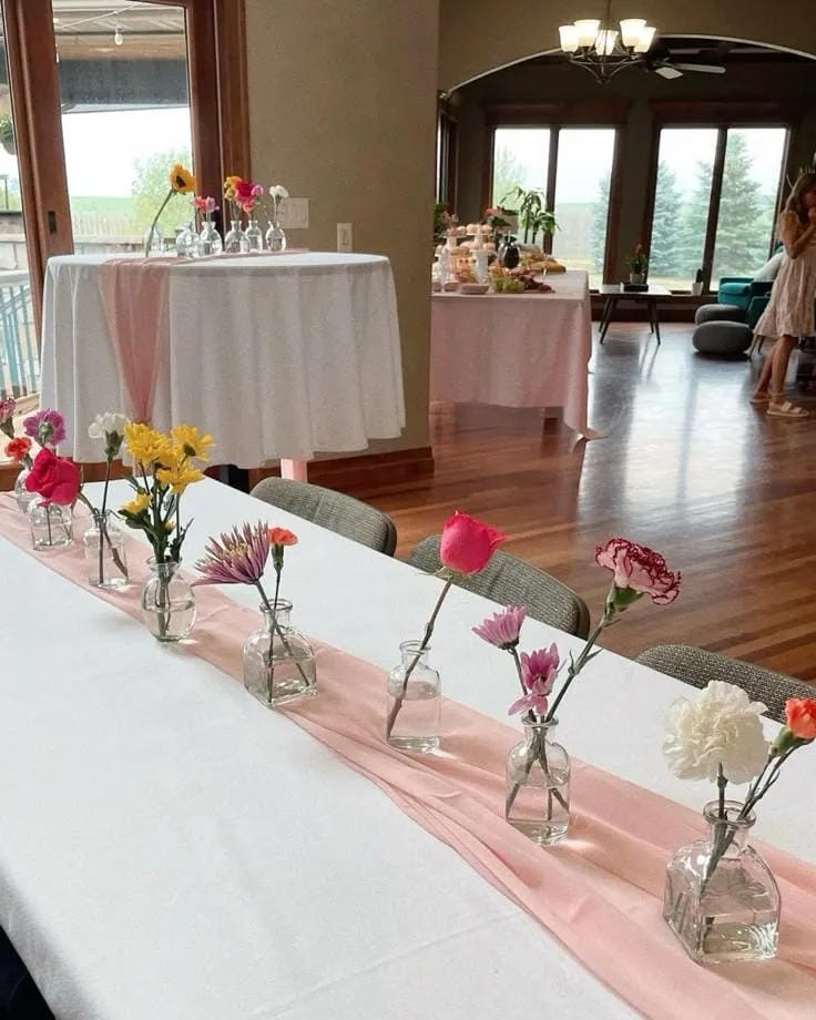 baby shower table decor with candles