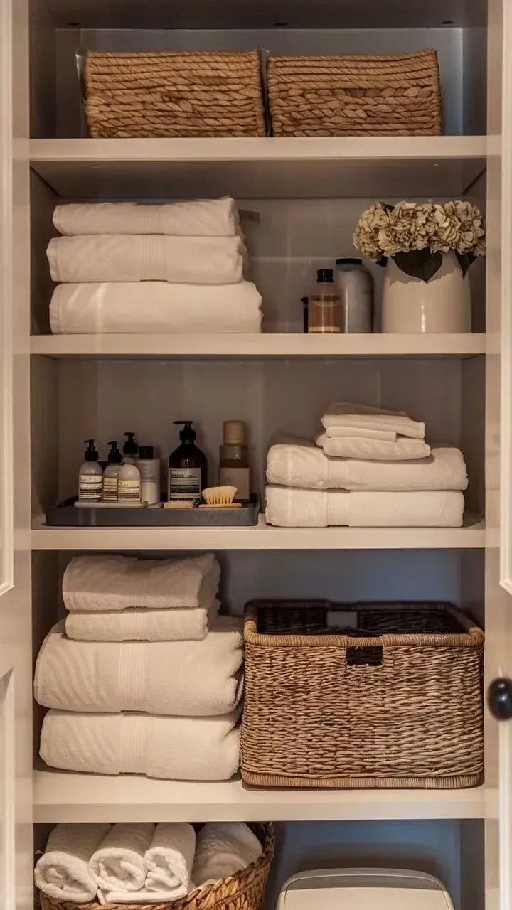 space saving bathroom closet organization ideas