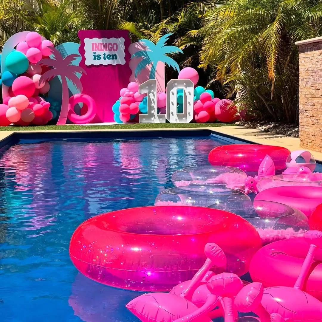 pool party decor ideas with go bold with a tropical flamingo backdrop