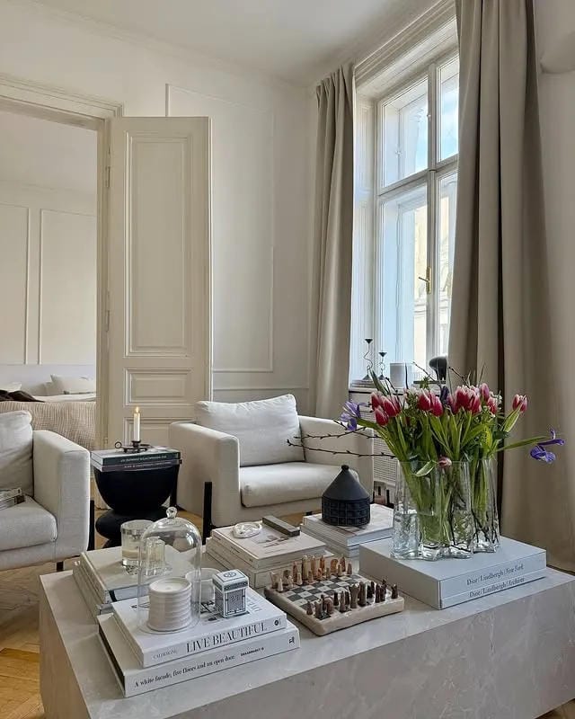 coffee table decor ideas with fresh tulips square coffee table books and glass accents