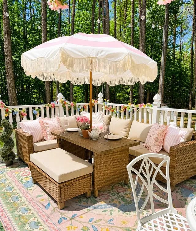 cozy patio decorating at night
