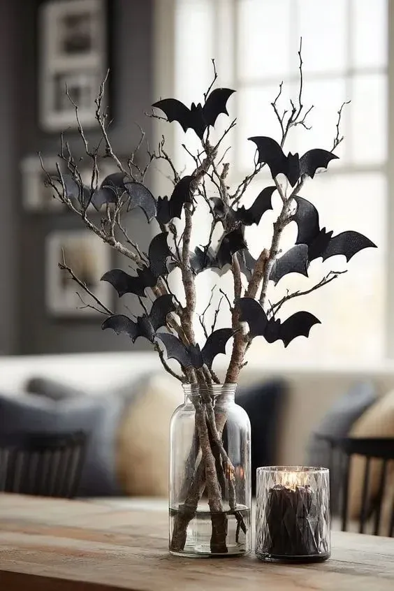 neutral halloween living room ideas