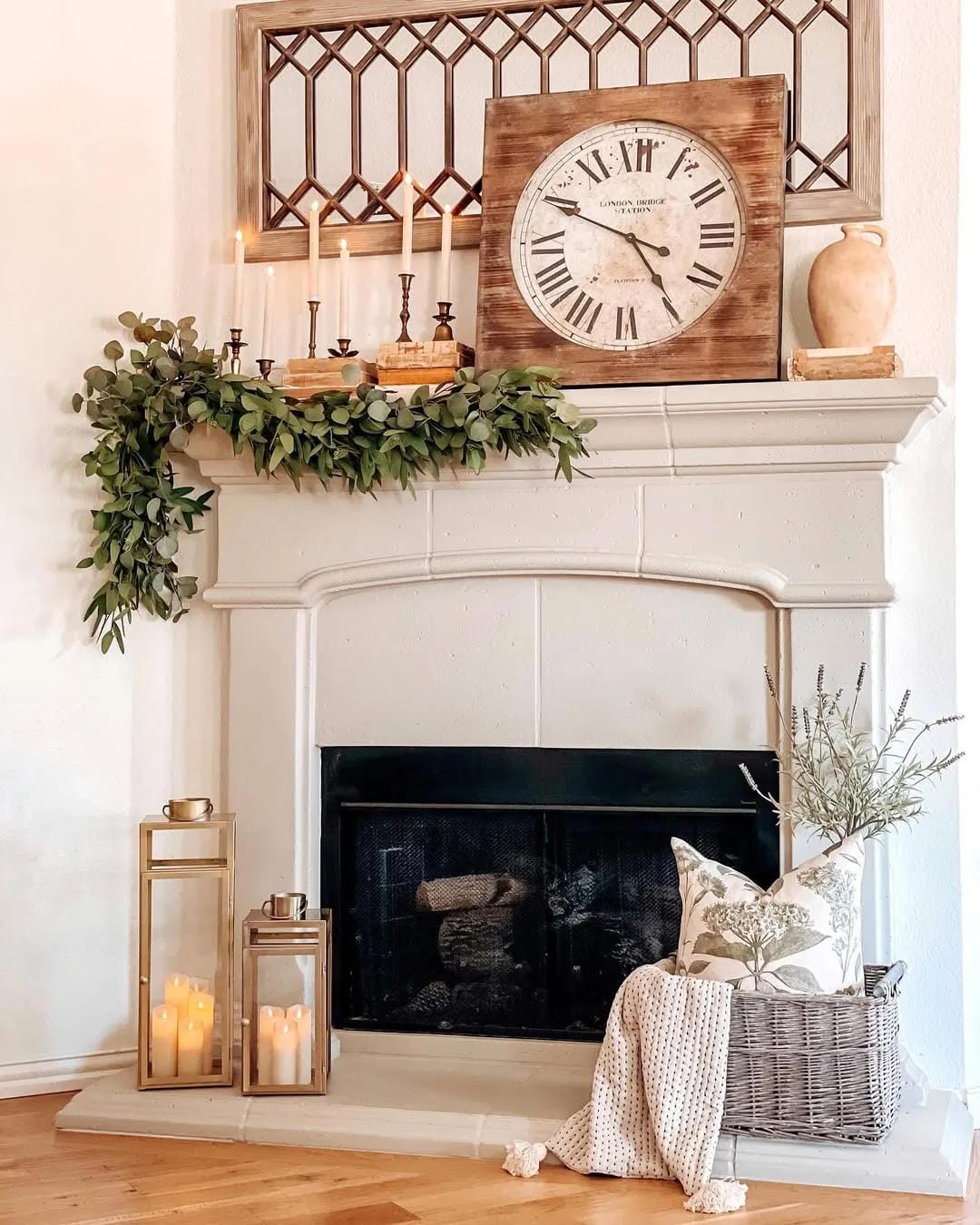 summer mantel decor ideas with hang a garland under a vintage clock