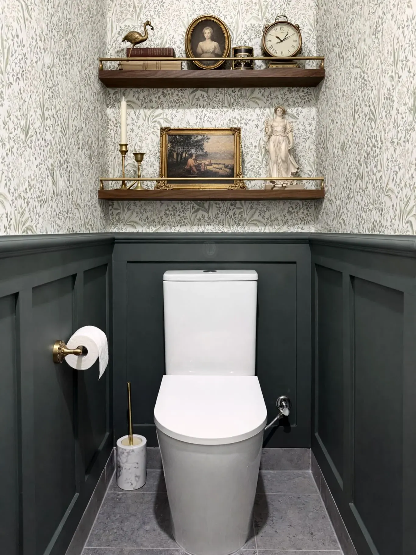 stylish very small powder room storage ideas