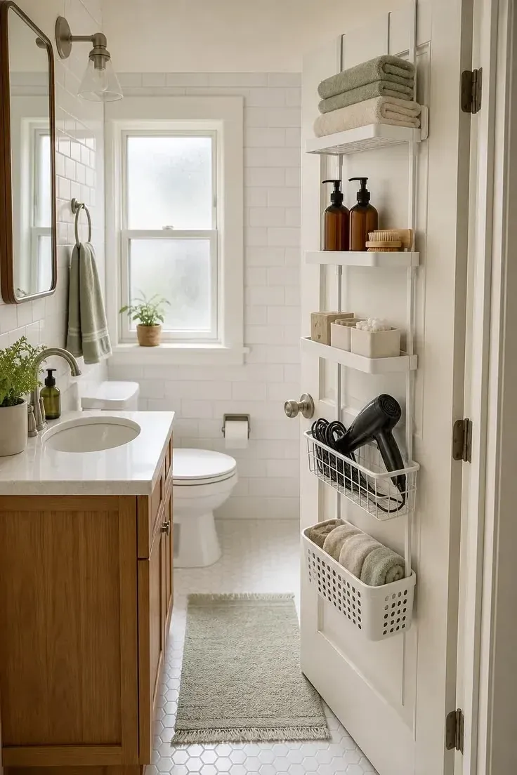 minimal very small powder room storage ideas