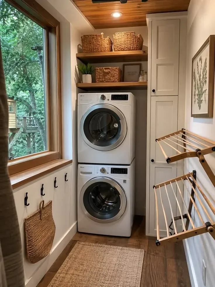 space saving stacked washer and dryer ideas