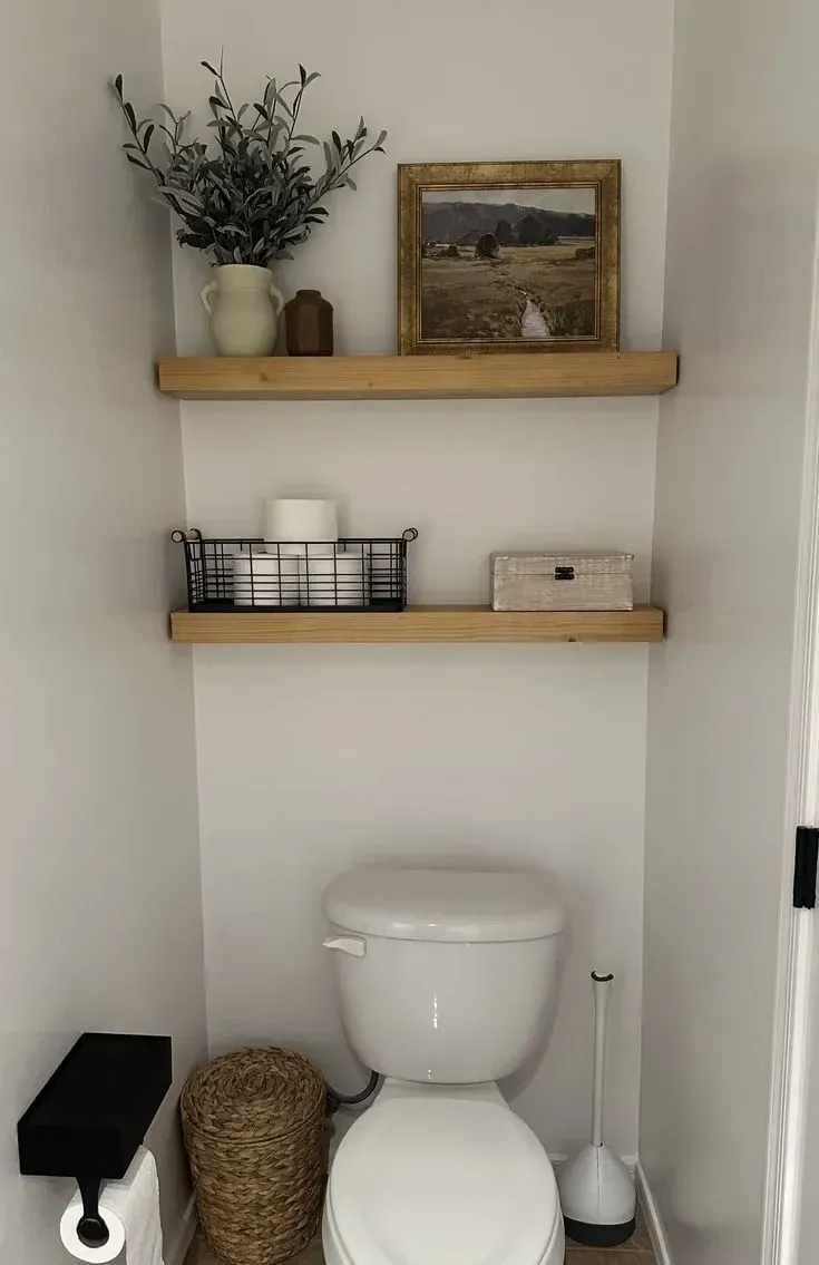 basket very small powder room storage ideas