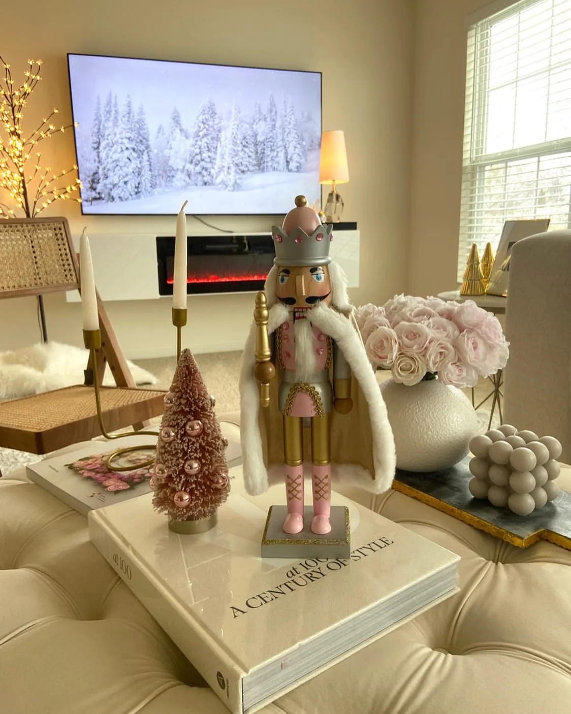 elegant christmas coffee table display