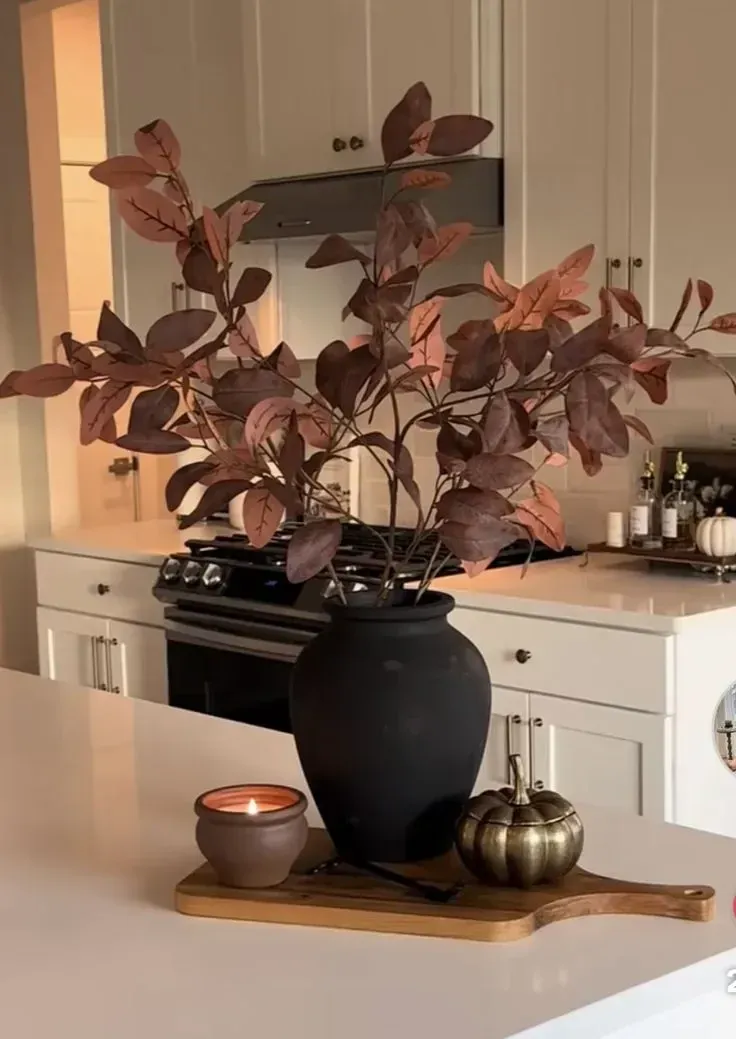 minimal fall kitchen countertop decor ideas