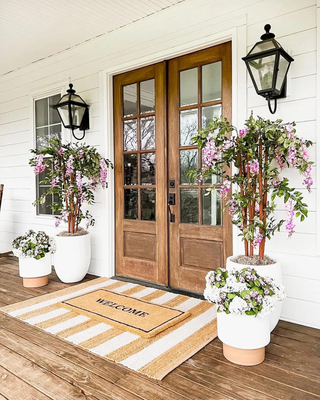 tall outdoor planter ideas with frame the entry with white pots